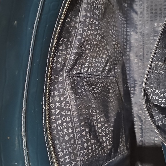 KATE SPADE PURSE ELISSA BRISTOL DRIVE CROC PETROL BLUE LEATHER SHOULDER BAG EUC - Picture 8 of 16